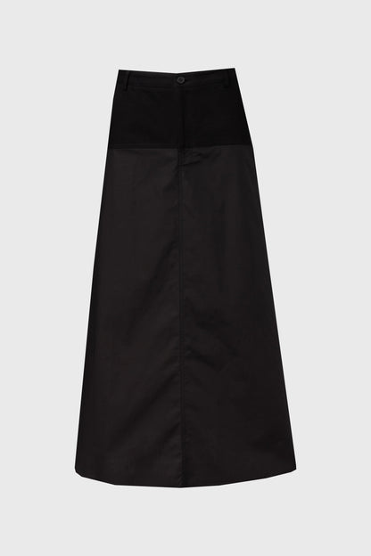 Black Fabric Combo A-Line Skirt