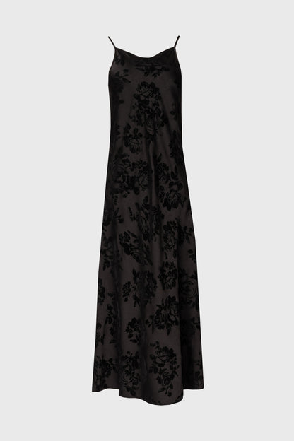 Black Flower Print Velvet Slip Jumper