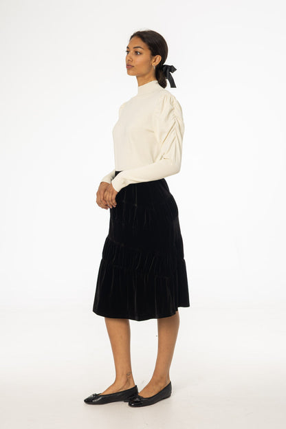 Black Layered Velvet Skirt