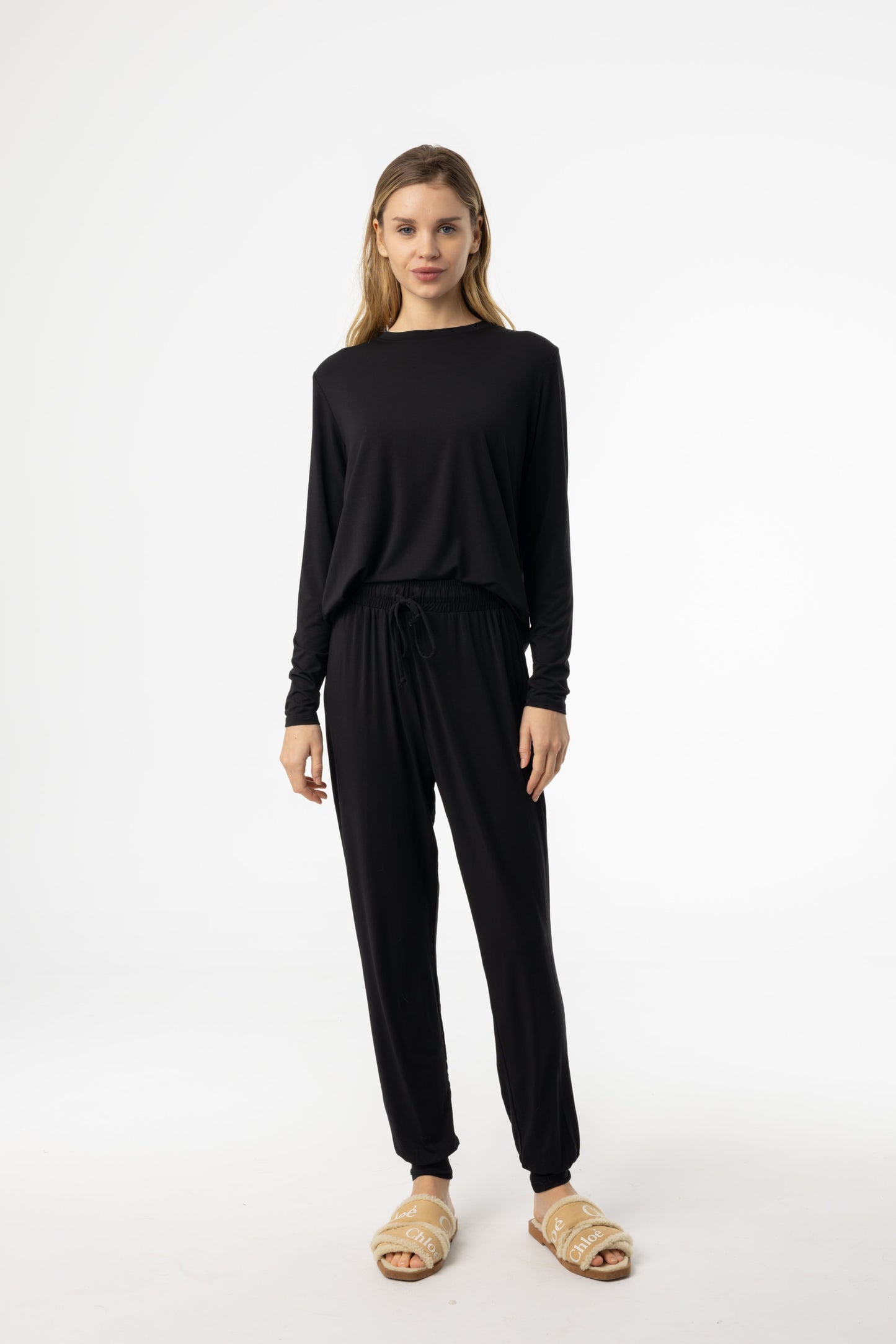 Black Long Sleeve Shirt and Jogger Pants