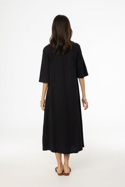 Black Pocket Tee Shirt Maxi Dress