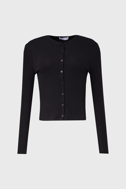 Black Pointelle Cardi