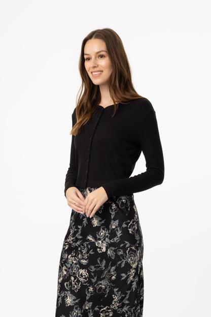 Black Ribbed Cardigan