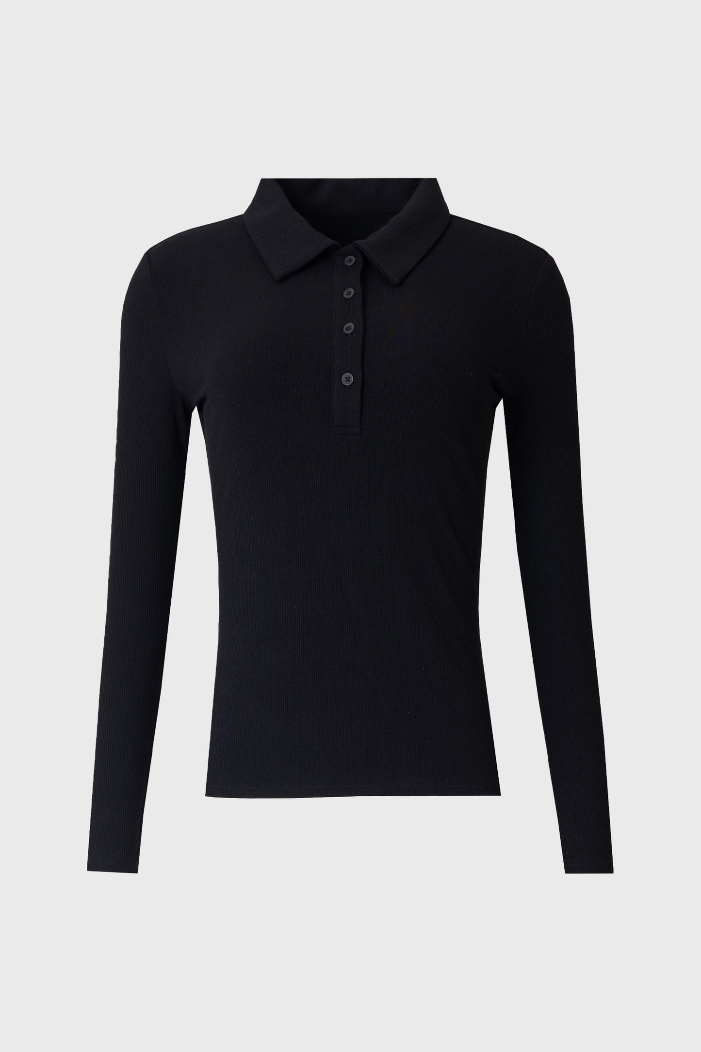 Black Ribbed Polo T-Shirt