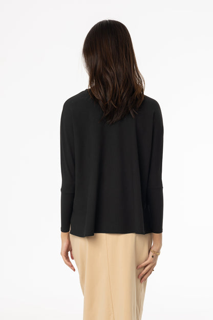 Black Ribbed Swing T-Shirt
