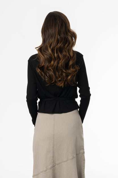 Black Ribbed Tie T-Shirt