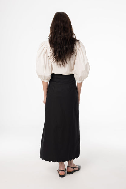 Black Scalloped Maxi Skirt