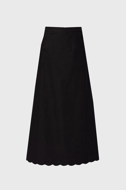 Black Scalloped Maxi Skirt