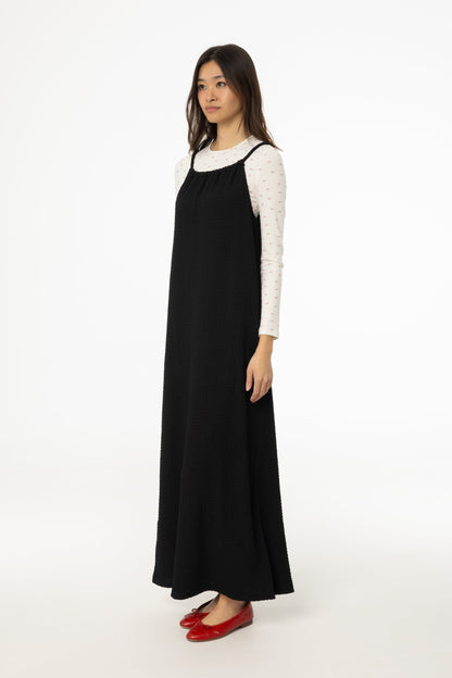 Black Smocked Rope Jumper