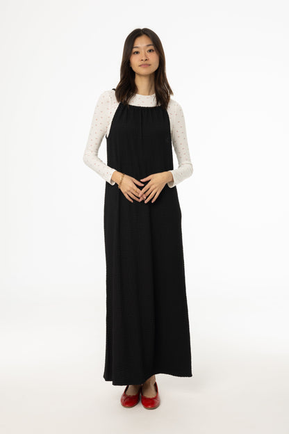Black Smocked Rope Jumper