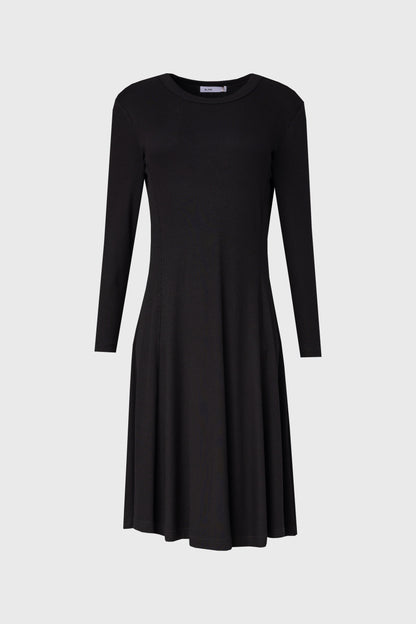 Black Stitched Flare Dress