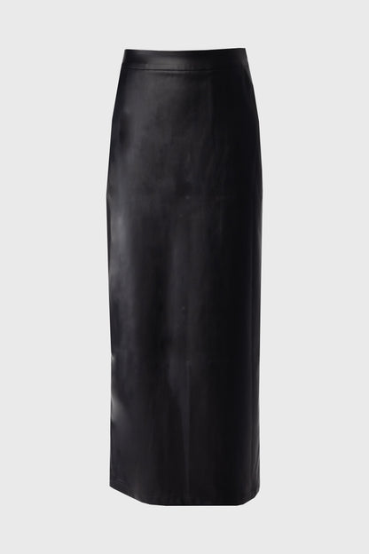 Black Straight Vegan Leather Skirt