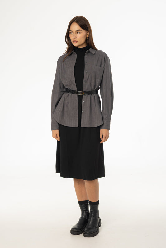 Black Turtleneck Swing Dress