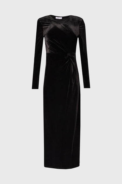 Black Twist Velour Maxi Dress