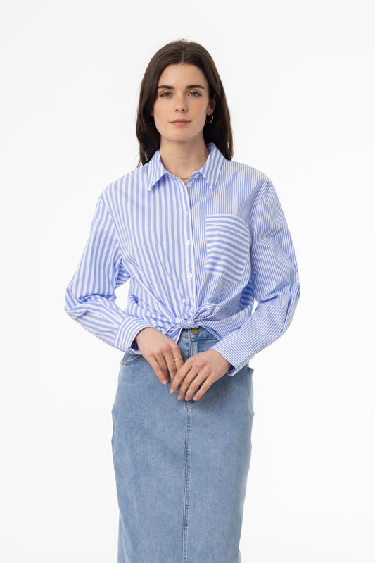 Blue Stripe Combo Blouse