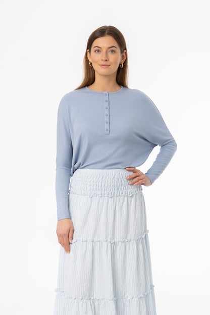 Blue Henley Dolman T-Shirt