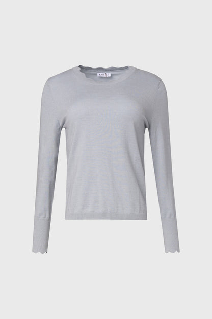 Blue Scalloped Thin Knit Top
