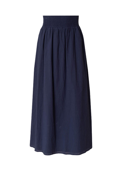 Navy Smocked Maxi Skirt