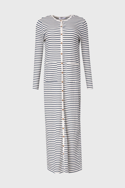 Blue Striped Cardi Maxi Dress