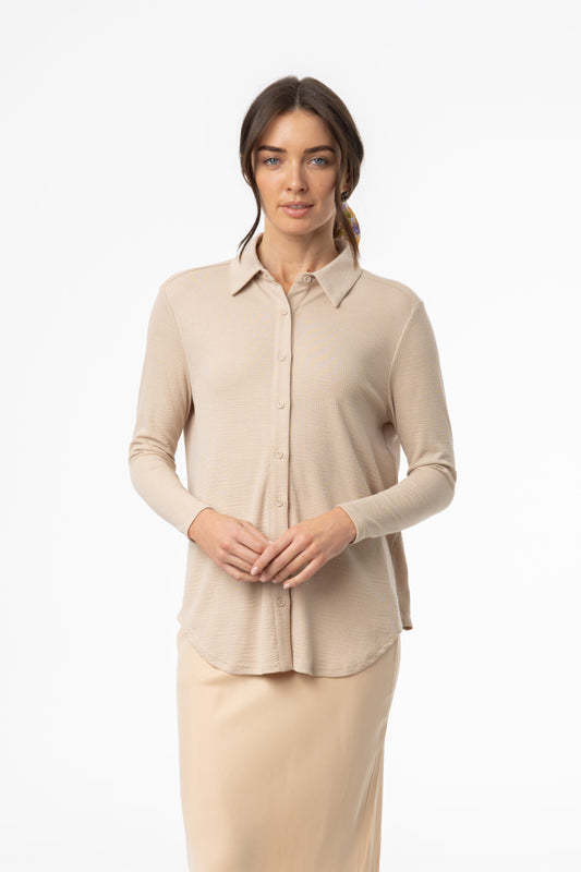 Bone Waved Button Down Shirt