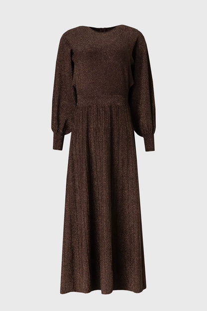 Bronze Shimmer Accordion Maxi Dress