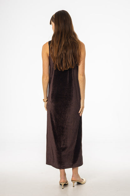 Brown Ribbed Velour Jumper