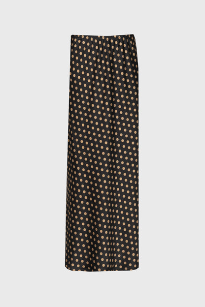 Brown Polka Dot Printed Slip Skirt