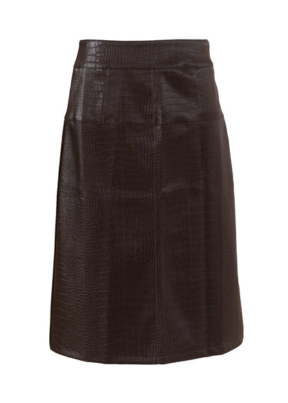 Brown Snake Skin Leather Skirt