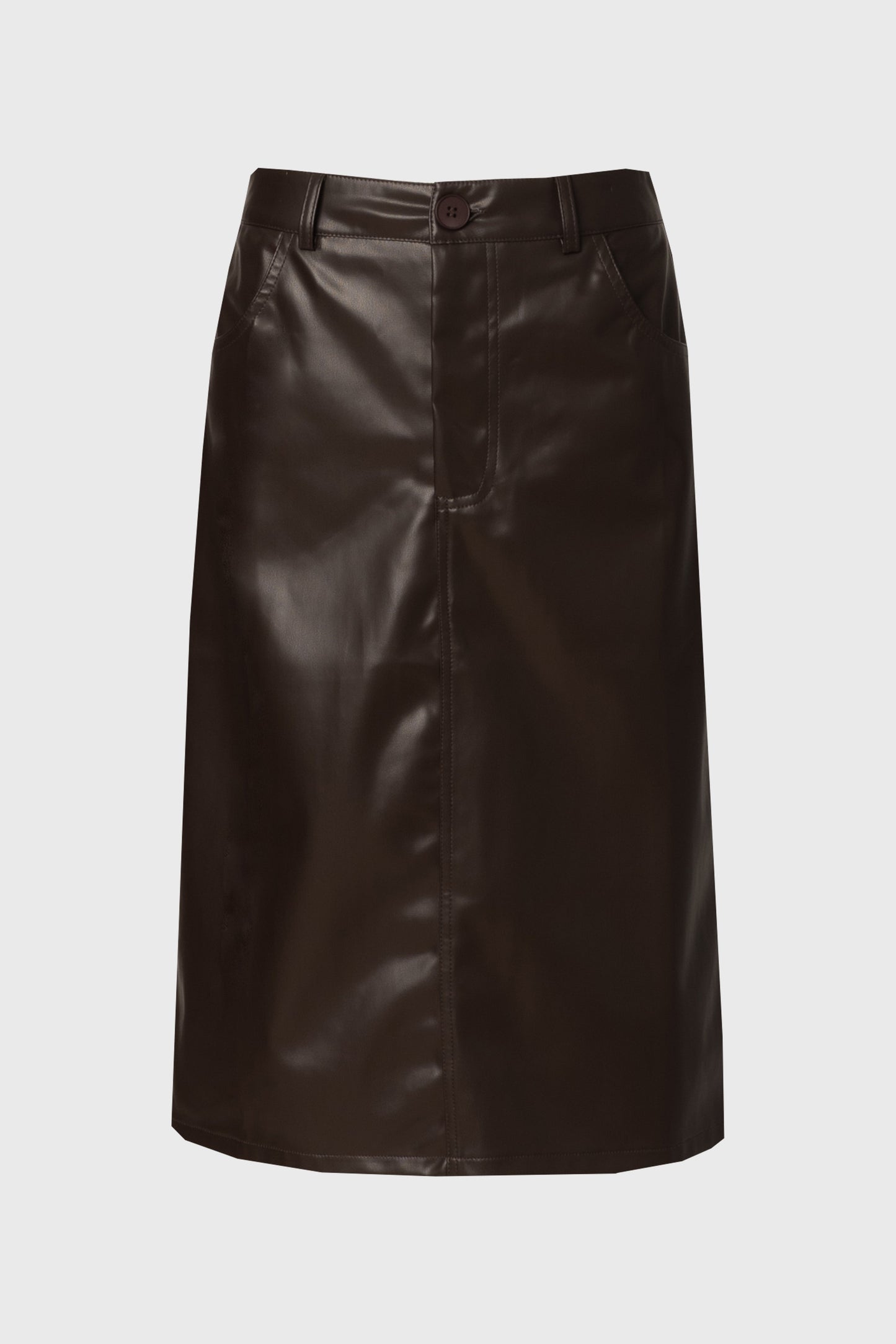 Brown Vegan Leather Pencil Skirt