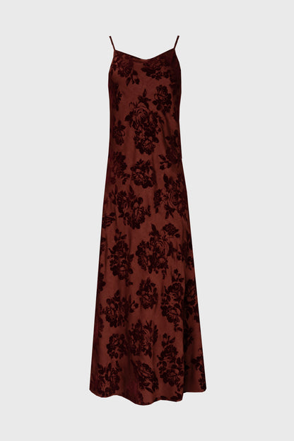 Burgundy Flower Print Velvet Slip Jumper