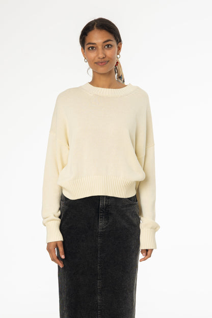 Cream High-Low Oversized Sweater