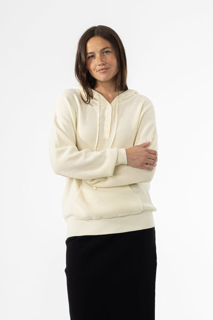 Cream Knit Hoodie Sweater