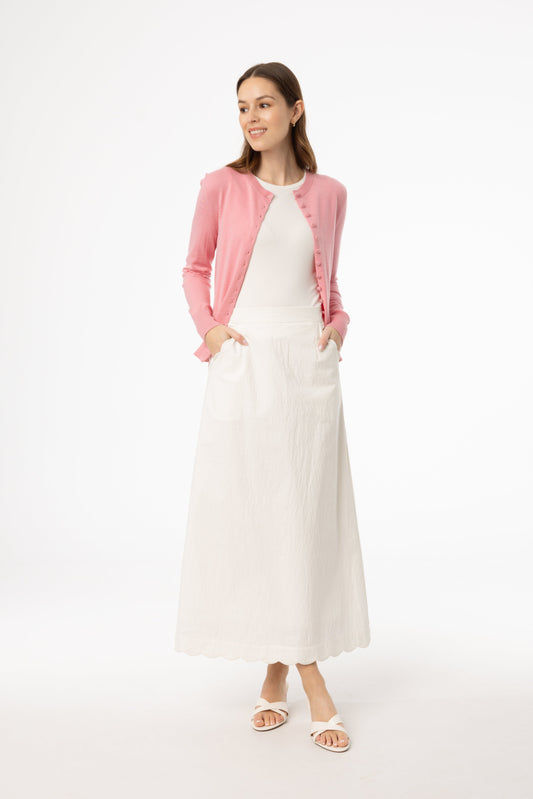 Cream Scalloped Maxi Skirt