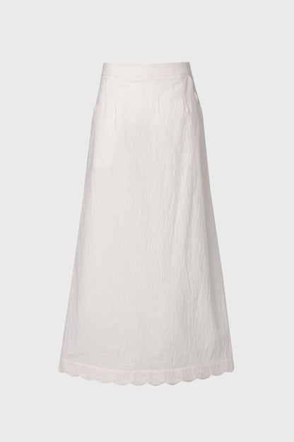Cream Scalloped Maxi Skirt