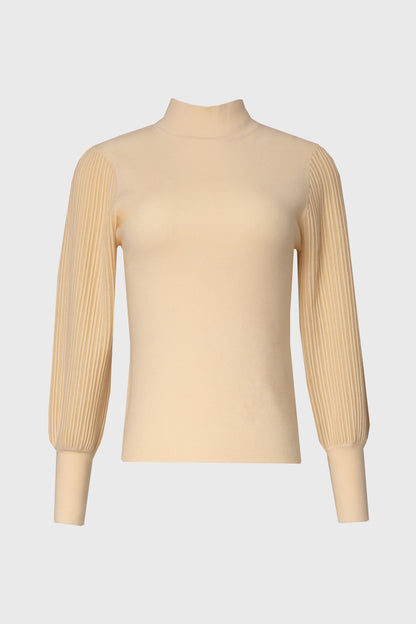 Cream Sparkle Balloon Sleeve Sweater