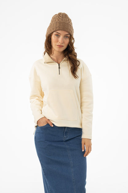 Cream Quarter Zip Sweater