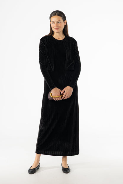 Black Ribbed Velour Jumper