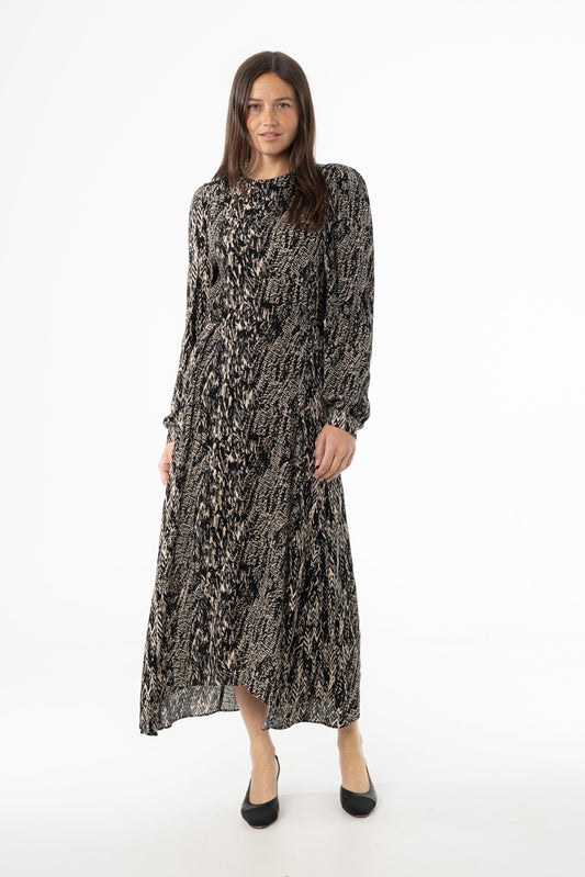 Black Multi Puff Shoulder Maxi Dress
