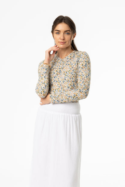 Multi Floral Printed V-Neck T-Shirt