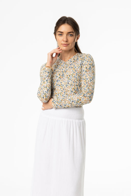 Multi Floral Printed V-Neck T-Shirt