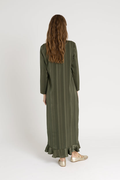 Green Striped Button Down Maxi