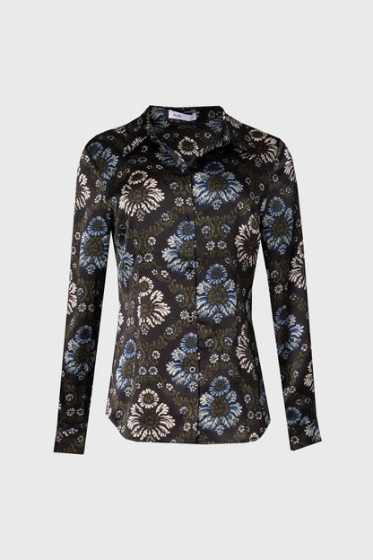 Green and Blue Printed Blouse