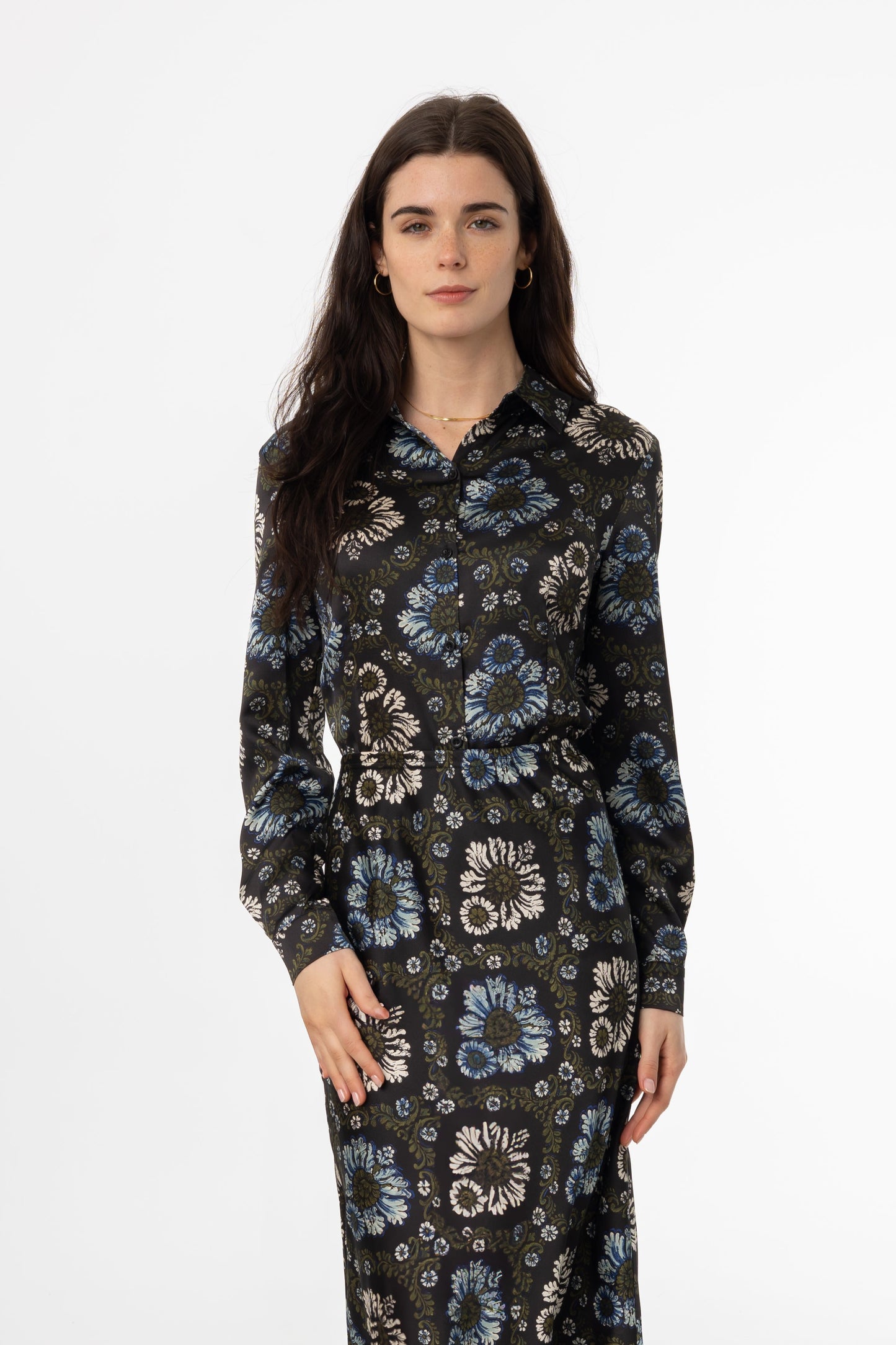 Green and Blue Printed Blouse