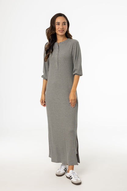 Grey 3/4 Sleeve Maxi Dress