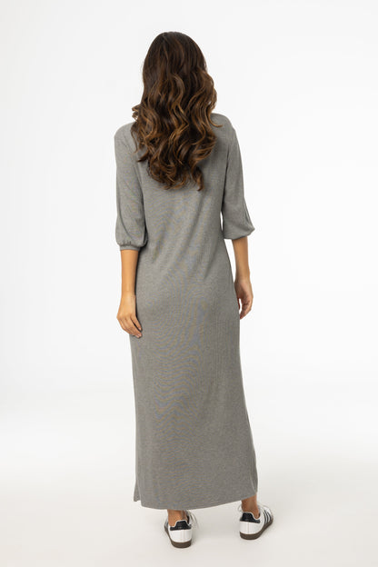 Grey 3/4 Sleeve Maxi Dress