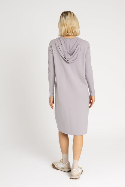 Grey Drawstring Hoodie Dress