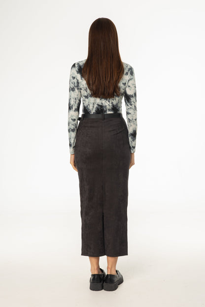 Grey Everyday Microsuede Skirt
