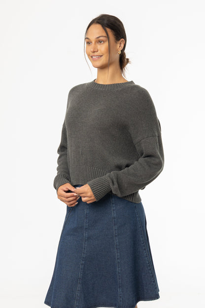 Grey High-Low Oversized Sweater