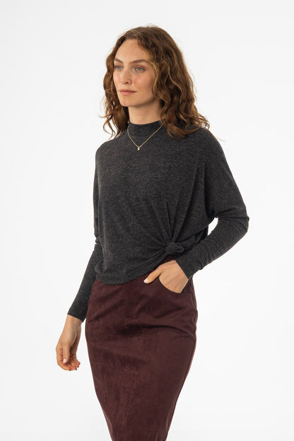 Grey Swing Mock Neck Top