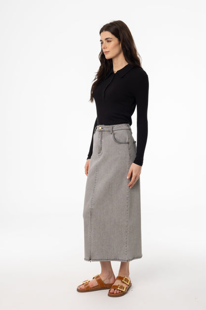 Grey Wash Everyday Denim Skirt
